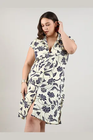 Instafab Women Floral Print Shirt Collar Wrap Dress