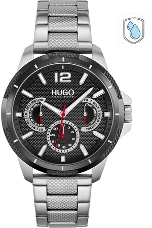 HUGO BOSS Men Black Patterned Sport Bracelet Style Analogue Multifunction Watch 1530195