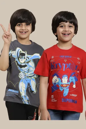 Kidsville Pack Of 2 Dc Comics Printed Pure Cotton T-Shirts