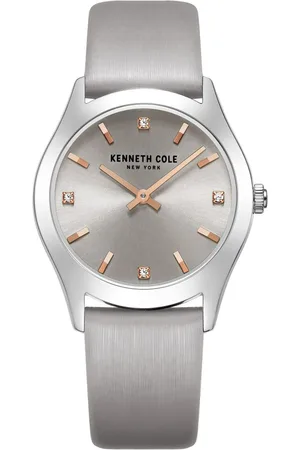 Kenneth Cole Women Grey Dial & Silver Toned Leather Straps Analogue Watch KCWLA2222805LD