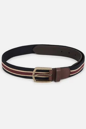 Simon Carter Men Striped Genuine Leather Belt