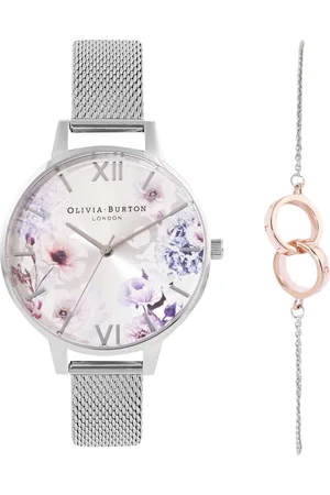 Olivia Burton Women Sunlight Floral Analogue Watch With Bracelet OBGSET145