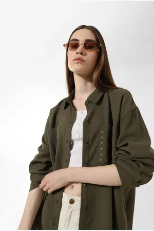 ONLY Spread Collar Long Sleeves Casual Oversized Shirt