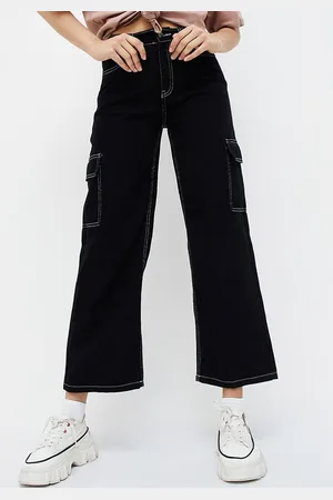 Lifestyle Women Straight Fit Clean Look Pure Cotton Cargo Jeans