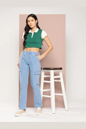HARVARD Women Straight Fit Cargo-Style Jeans