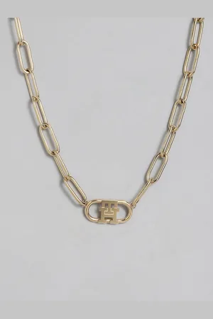 Tommy Hilfiger Women Gold-Plated Link Necklace With Brand Logo Detail