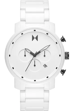 MVMT Men Brass Dial & Ceramic Bracelet Style Straps Analogue Chronograph Watch 28000122-D