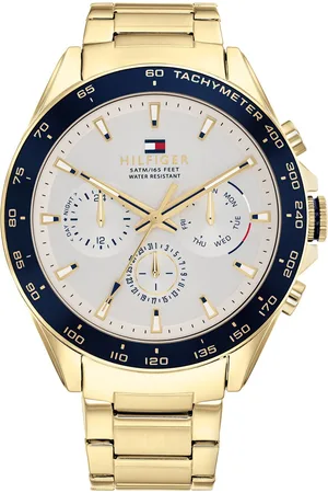 Tommy Hilfiger Men Silver-Toned Embellished Dial & Multicoloured Stainless Steel Bracelet Style Straps Watch