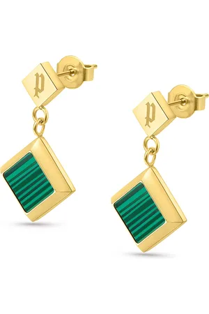 Police Gold-Plated Geometric Drop Earrings