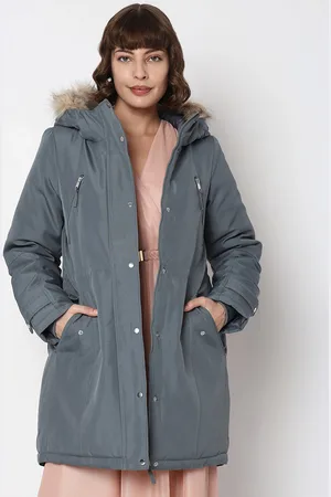 VERO MODA Faux Fur Trim Detail Hooded Longline Parka Jacket