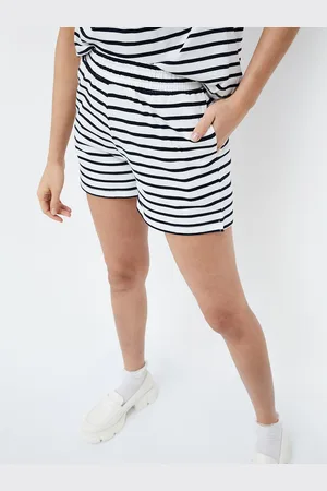 Lifestyle Women Striped Mid Rise Pure Cotton Shorts