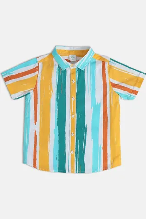 MINI KLUB Boys Classic Vertical Striped Spread Collar Cotton asual Shirt