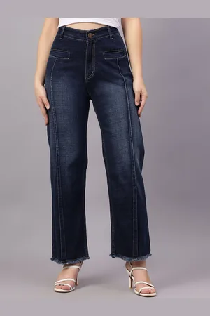 BAESD Women Comfort Straight Fit Mid-Rise Light Fade Stretchable Jeans