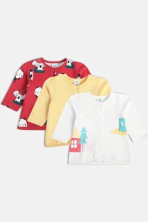 MINI KLUB Pack Of 3 Girls Printed Round Neck Cotton T-shirts