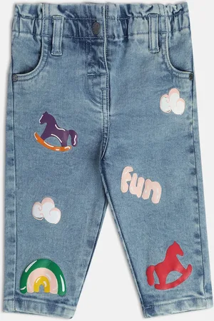 MINI KLUB Infant Girls Mid-Rise Light Shade Clean Look Stretchable Cropped Jeans