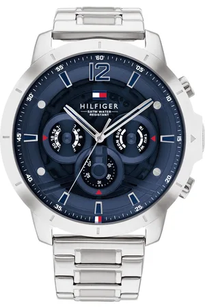 Tommy Hilfiger Men Blue Dial & Silver Toned Stainless Steel Bracelet Style Straps Analogue Watch
