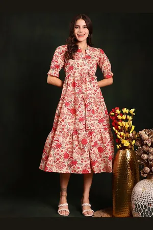 Claura Floral Print Empire Midi Dress