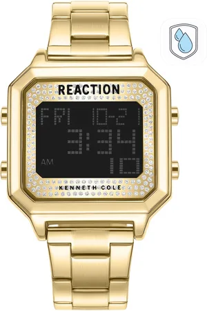 Kenneth Cole Women Black Dial & Gold Toned Straps Digital Watch KRWGJ9008002