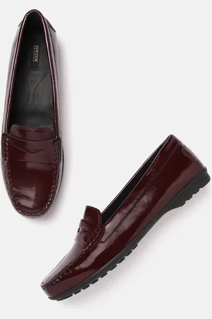 Geox Women Burgundy Leather Loafers