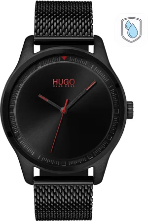 HUGO BOSS Men Black Brass Dial & Black Bracelet Style Straps Analogue Watch 1530044