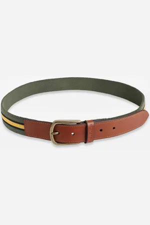 Simon Carter Men Striped Genuine Leather Belt