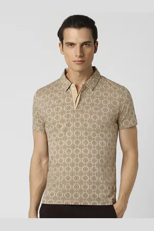V Dot Men Printed Polo Collar Pockets Slim Fit T-shirt