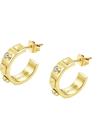 Police Gold-Plated Crescent Shaped Half Hoop Earrings