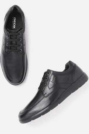 Geox Men Black Textured Leather Driving Shoes