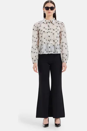 Kazo Jackie Comfort Floral Printed Semi Sheer Organza Casual Shirt