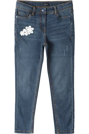 Allen Solly Girls Skinny Fit Low Distress Light Fade Jeans