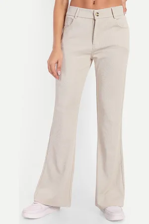 Broadstar Women High-Rise Stretchable Flared Bootcut Corduroy Trousers