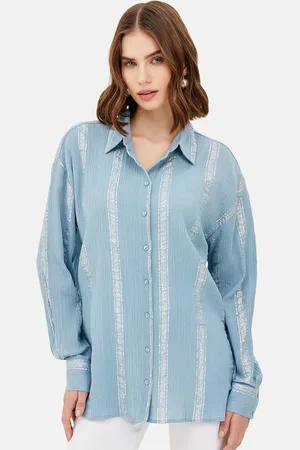 Kazo Relaxed Vertical Stripes Cotton Casual Shirt