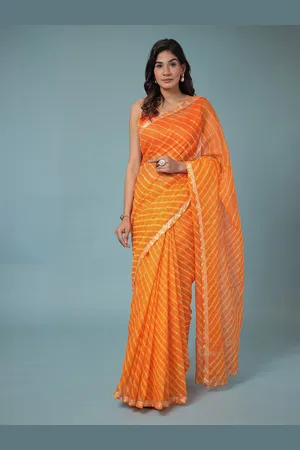 ZARI Leheriya Pure Cotton Leheriya Saree