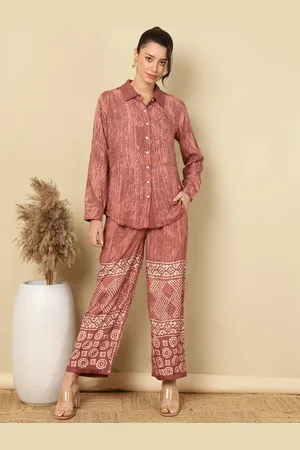 Jaipur Bagru Printed Tie-Dyed Shirt & Trousers Co-Ords