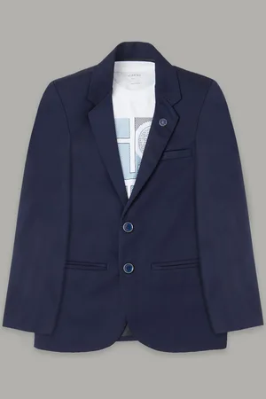 CAVIO Boys Comfort Fit Notched Lapel Collar Pure Cotton Single-Breasted Blazer & T-Shirt