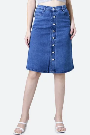 FCK-3 Denim A-Line Knee Length Skirt