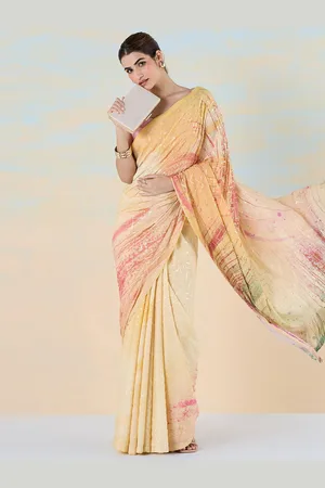 Liva Embellished Sequinned Liva Saree With Blouse Piece