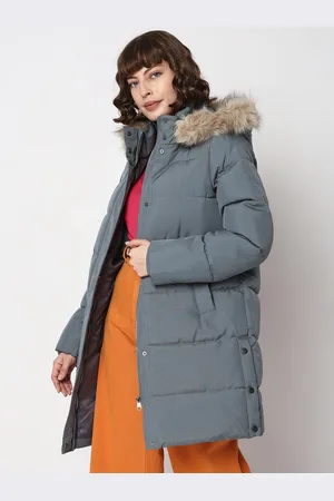 VERO MODA Hooded Faux Fur Trim Parka Longline Jacket