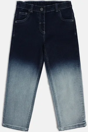 MINI KLUB Girls Mid-Rise Dark Shade Heavy Fade Clean Look Stretchable Jeans