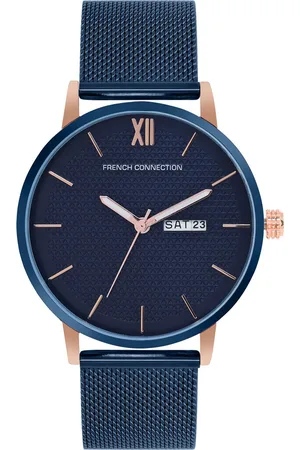 French Connection Men Blue Dial & Blue Stainless Steel Bracelet Style Straps Analogue Watch