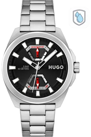 HUGO BOSS Men Black Expose Bracelet Style Multi Function Analogue Watch 1530242-Black
