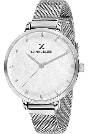 Daniel Klein Women Silver-Toned Embellished Dial & Silver Toned Bracelet Style Straps Analogue Watch