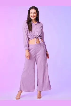 Globus Front Tie Up Crop Top & Palazzos Co-Ords