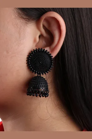 Keviv Gold-Plated Kundan Studded Dome Shaped Jhumkas