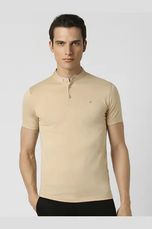 V Dot Men Mandarin Collar Slim Fit T-shirt