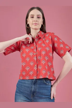 DressBerry Red Relaxed Ethnic Motifs Printed Pure Cotton Casual Shirt