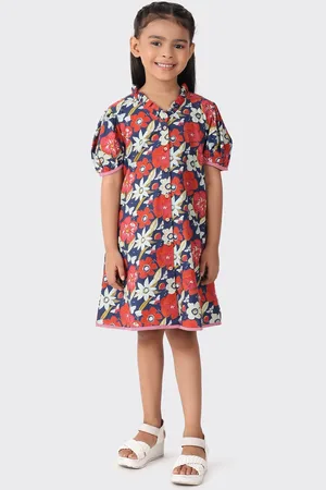 Fabindia Multicoloured Floral A-Line Dress