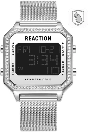 Kenneth Cole Women Silver-Toned Dial & Straps Digital Watch-KRWGJ9007902