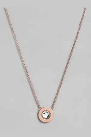 Tommy Hilfiger Circular Design Stone Studded Stainless Steel Necklace