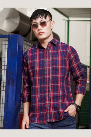 HJ HASASI Men Slim Fit Tartan Checks Casual Shirt